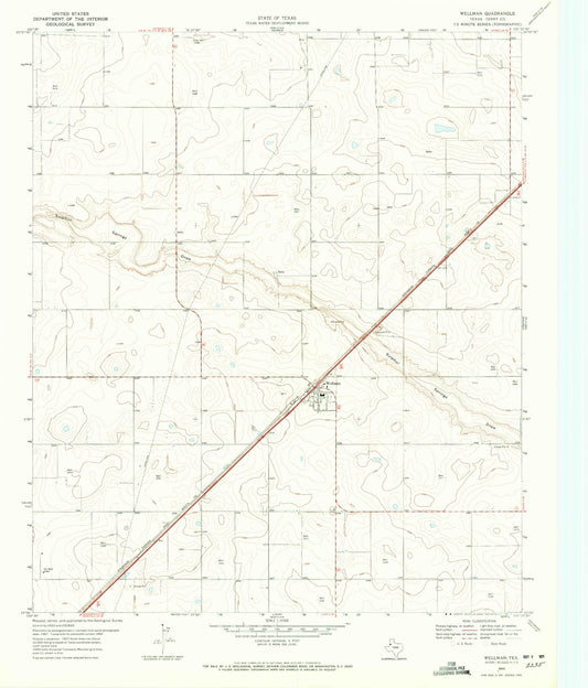 Classic USGS Wellman Texas 7.5'x7.5' Topo Map Image