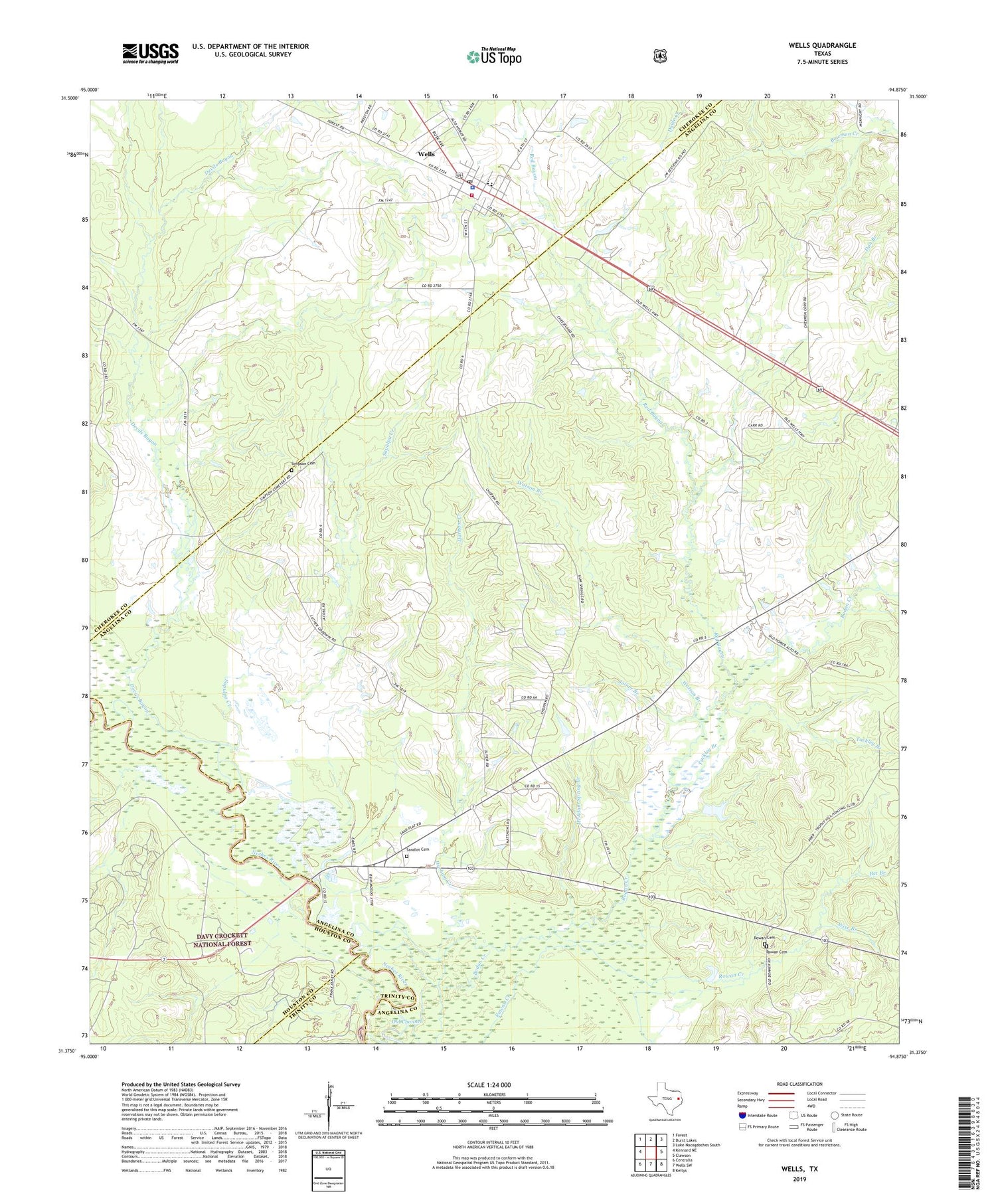 Wells Texas US Topo Map Image