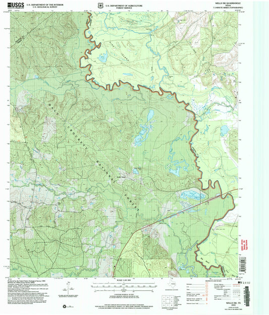 Classic USGS Wells SW Texas 7.5'x7.5' Topo Map Image