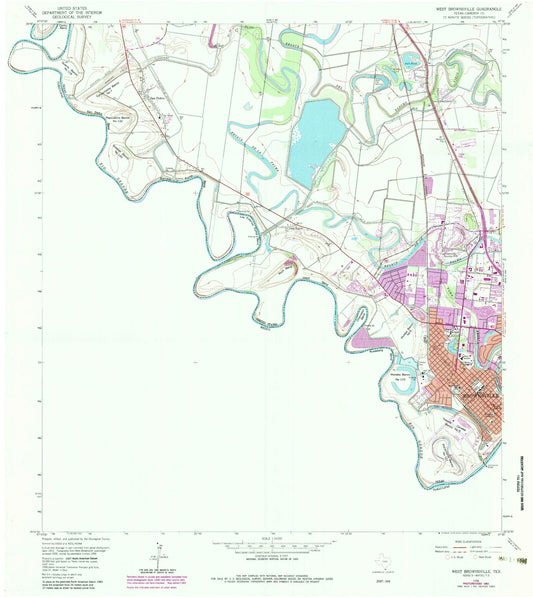 Classic USGS West Brownsville Texas 7.5'x7.5' Topo Map Image