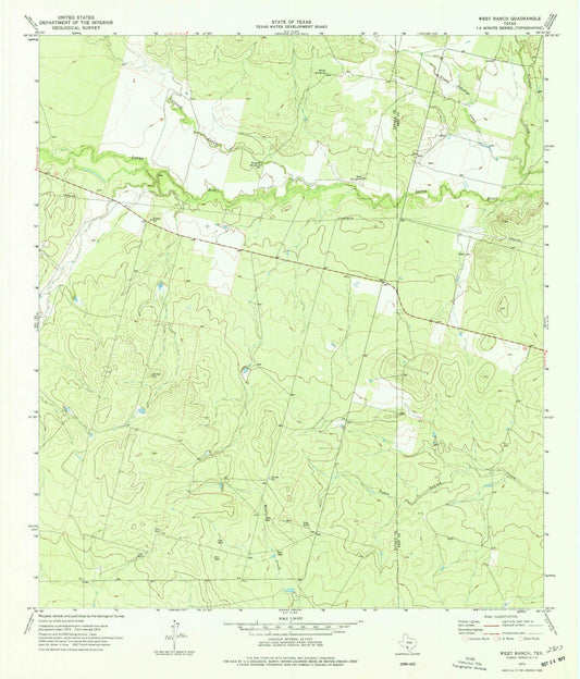 Classic USGS West Ranch Texas 7.5'x7.5' Topo Map Image