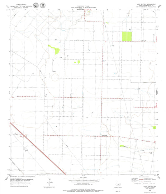 Classic USGS West Sinton Texas 7.5'x7.5' Topo Map Image