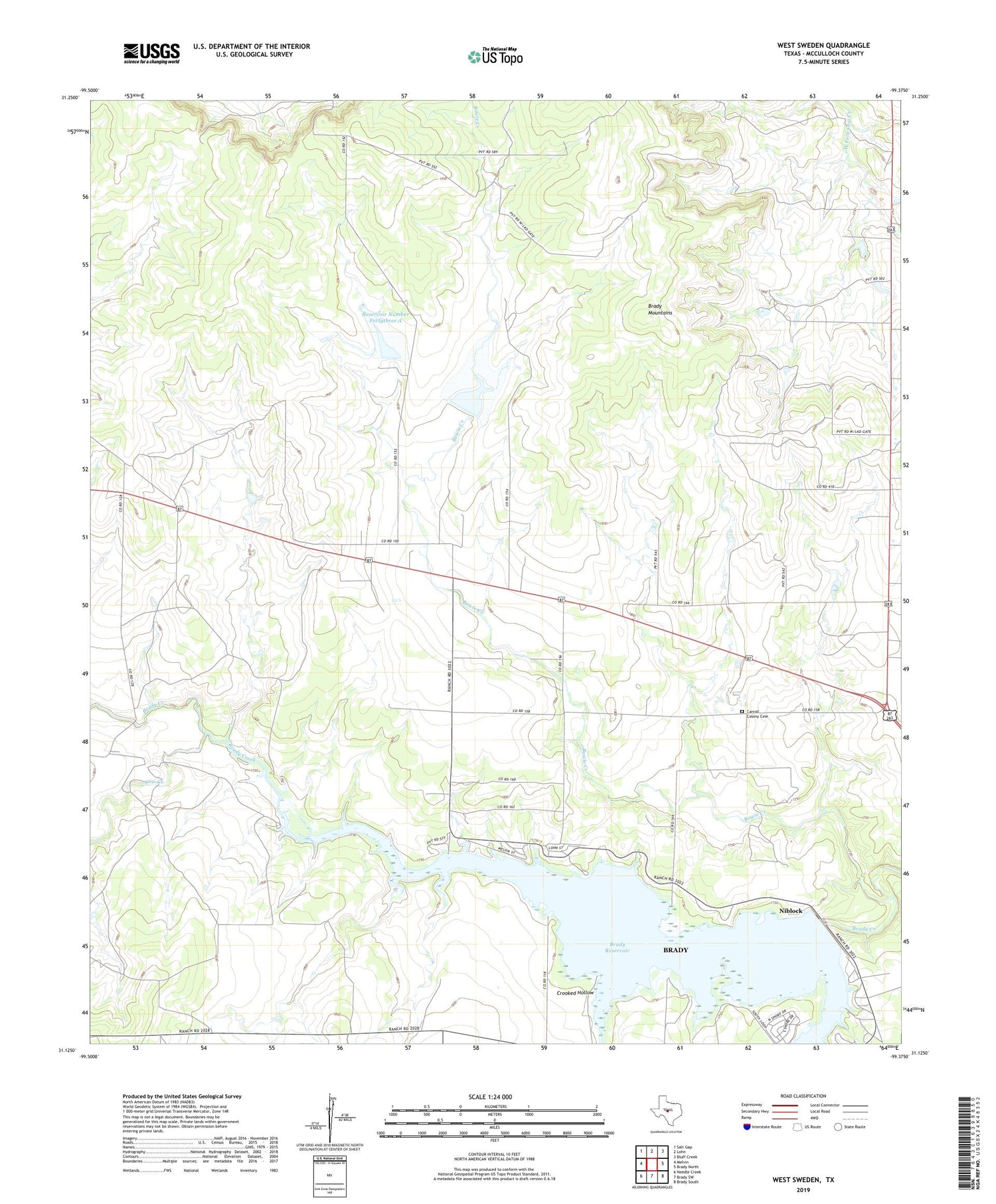 West Sweden Texas US Topo Map Image