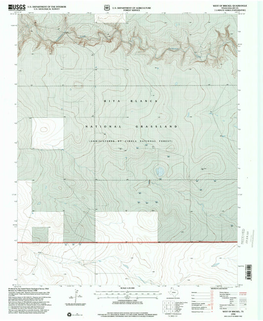 Classic USGS West of Brickel Texas 7.5'x7.5' Topo Map Image