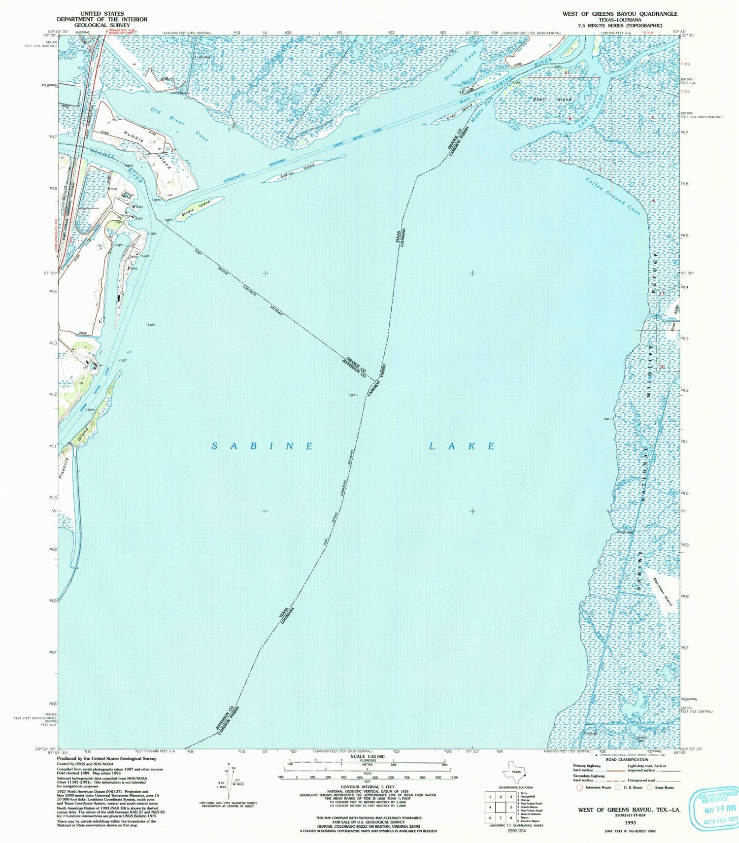 Classic USGS West of Greens Bayou Texas 7.5'x7.5' Topo Map Image