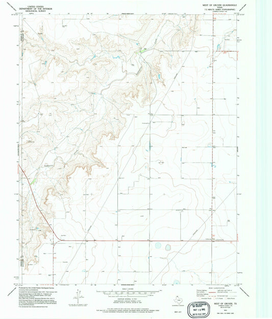 Classic USGS West of Gruver Texas 7.5'x7.5' Topo Map Image