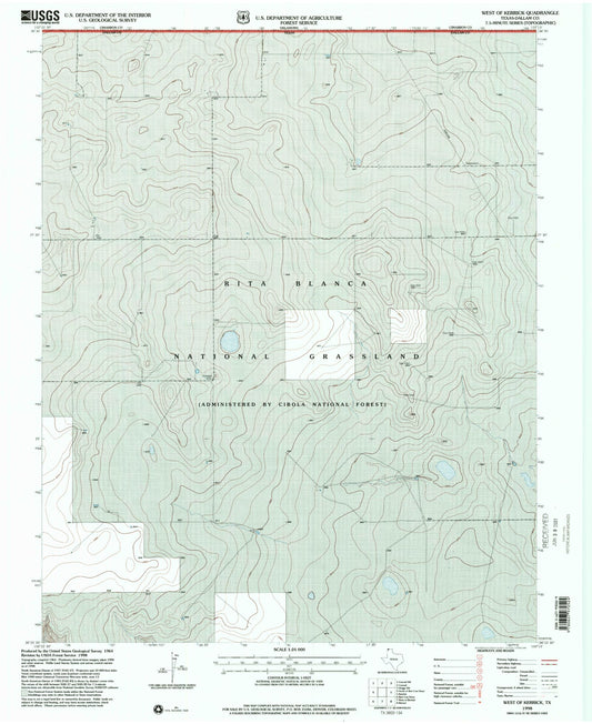 Classic USGS West of Kerrick Texas 7.5'x7.5' Topo Map Image