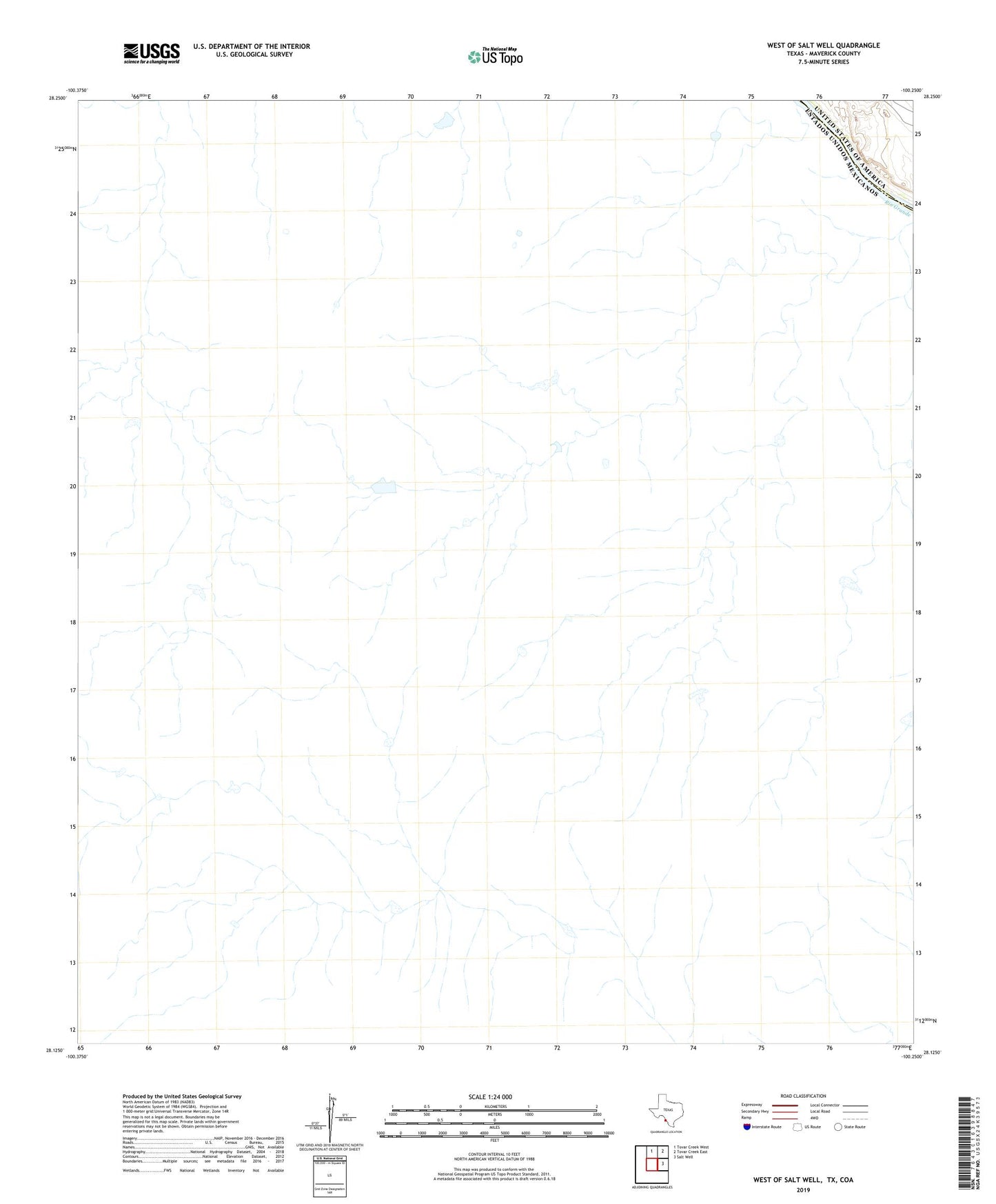 West of Salt Well Texas US Topo Map Image