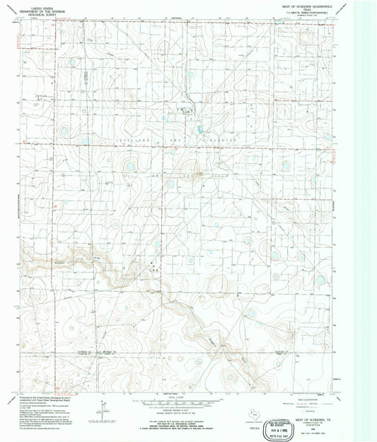 Classic USGS West of Sundown Texas 7.5'x7.5' Topo Map Image