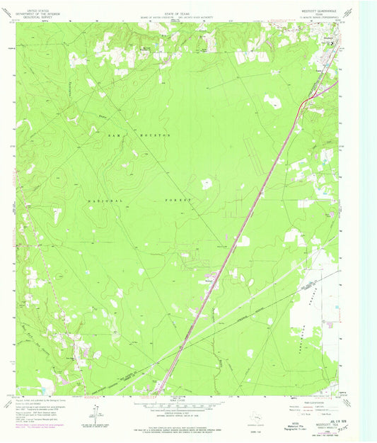 Classic USGS Westcott Texas 7.5'x7.5' Topo Map Image