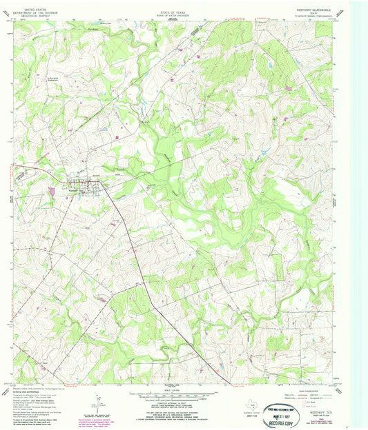 Classic USGS Westhoff Texas 7.5'x7.5' Topo Map Image