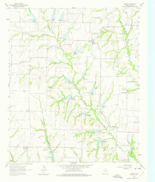 Classic USGS Weston Texas 7.5'x7.5' Topo Map Image