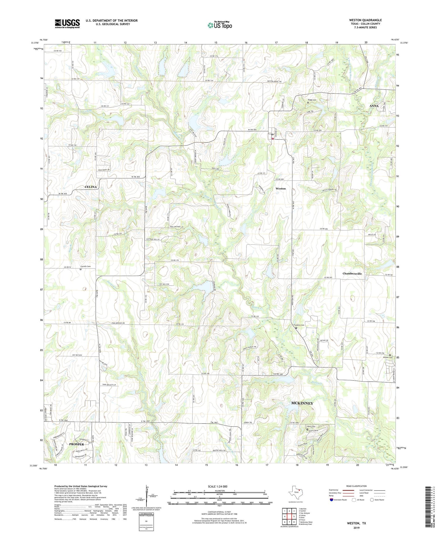 Weston Texas US Topo Map Image