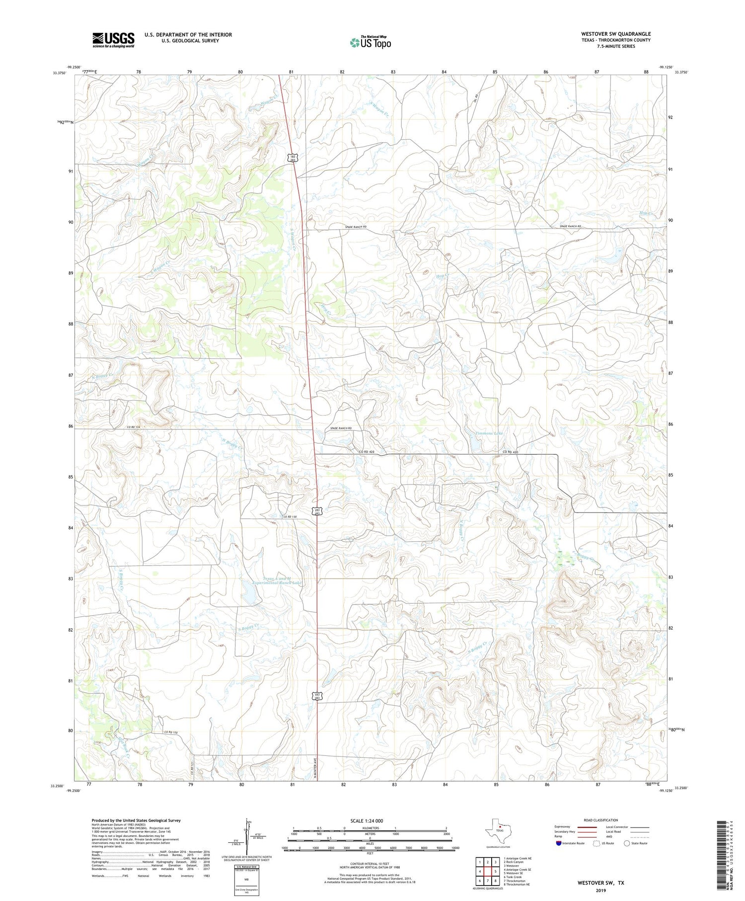 Westover SW Texas US Topo Map Image