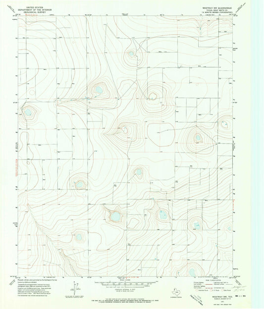 Classic USGS Westway NW Texas 7.5'x7.5' Topo Map Image