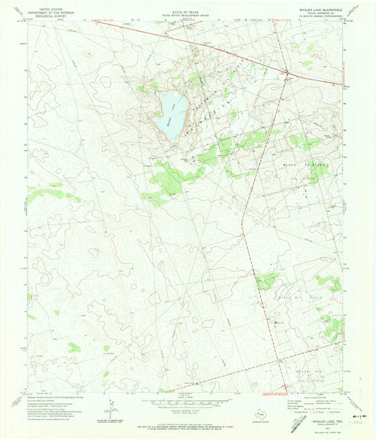 Classic USGS Whalen Lake Texas 7.5'x7.5' Topo Map Image
