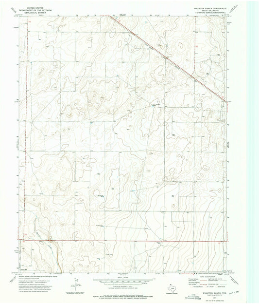 Classic USGS Wharton Ranch Texas 7.5'x7.5' Topo Map Image