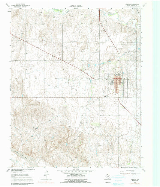 Classic USGS Wheeler Texas 7.5'x7.5' Topo Map Image