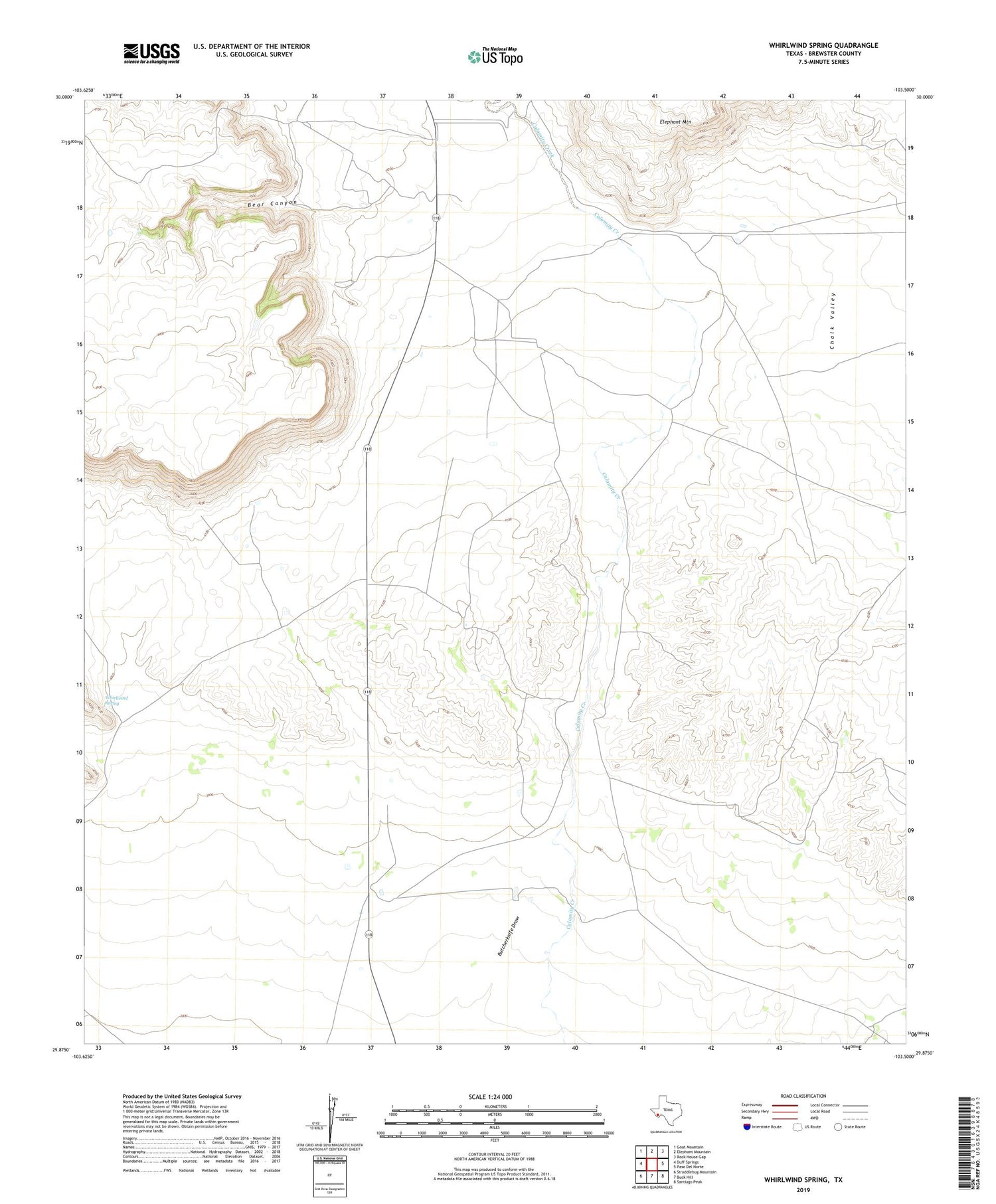 Whirlwind Spring Texas US Topo Map Image
