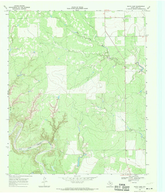 Classic USGS White Camp Texas 7.5'x7.5' Topo Map Image