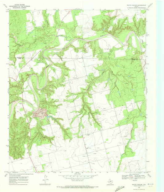 Classic USGS White Canyon Texas 7.5'x7.5' Topo Map Image