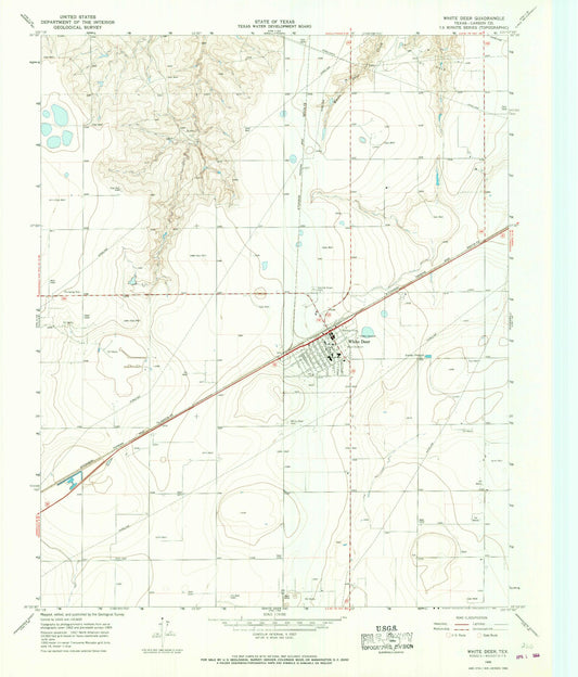 Classic USGS White Deer Texas 7.5'x7.5' Topo Map Image