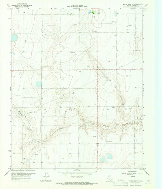 Classic USGS White Deer SW Texas 7.5'x7.5' Topo Map Image