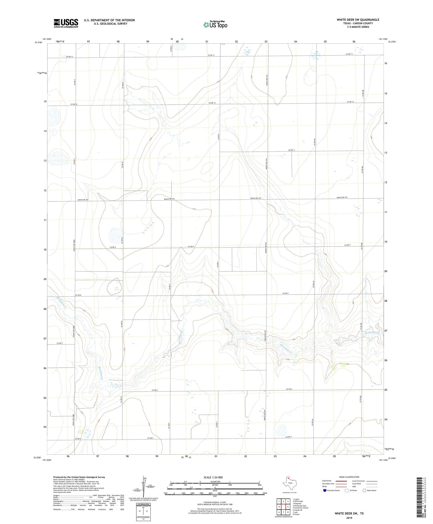 White Deer SW Texas US Topo Map Image