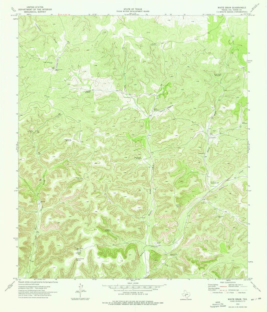 Classic USGS White Draw Texas 7.5'x7.5' Topo Map Image