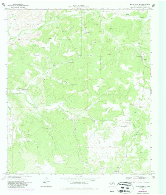Classic USGS White Draw NE Texas 7.5'x7.5' Topo Map Image