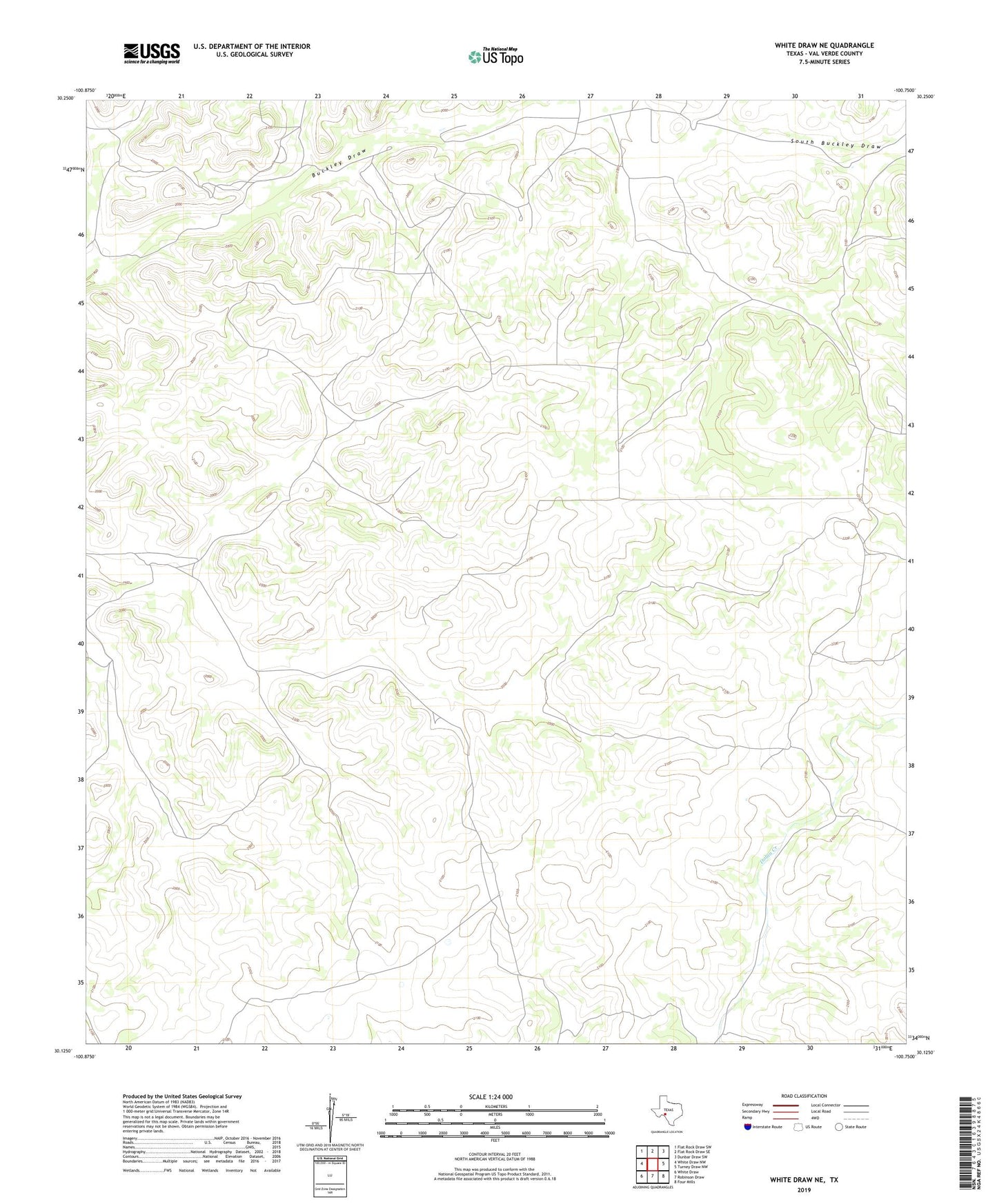 White Draw NE Texas US Topo Map Image