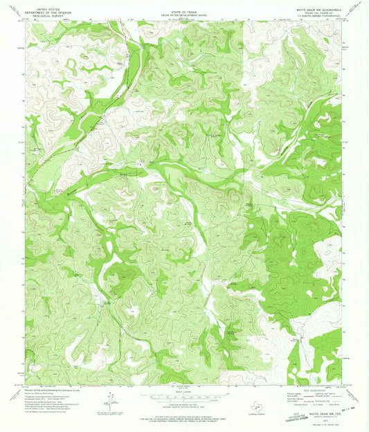 Classic USGS White Draw NW Texas 7.5'x7.5' Topo Map Image