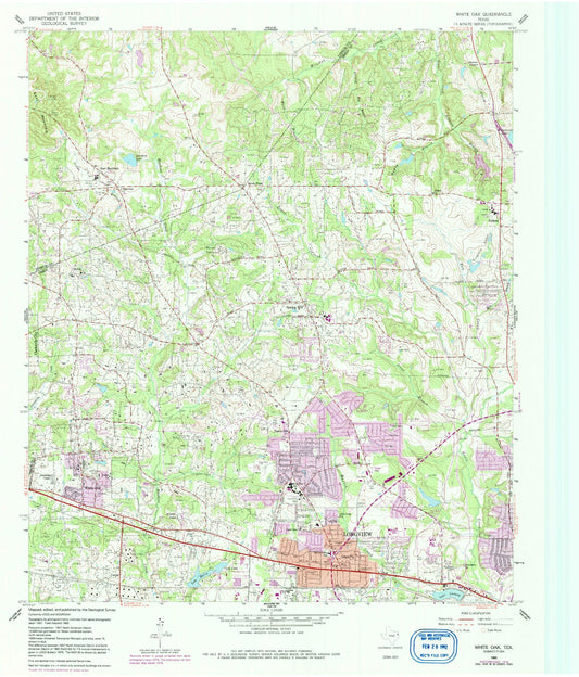 Classic USGS White Oak Texas 7.5'x7.5' Topo Map Image