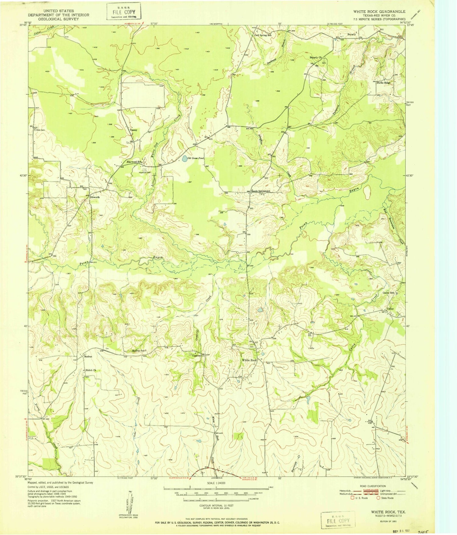 Classic USGS White Rock Texas 7.5'x7.5' Topo Map Image