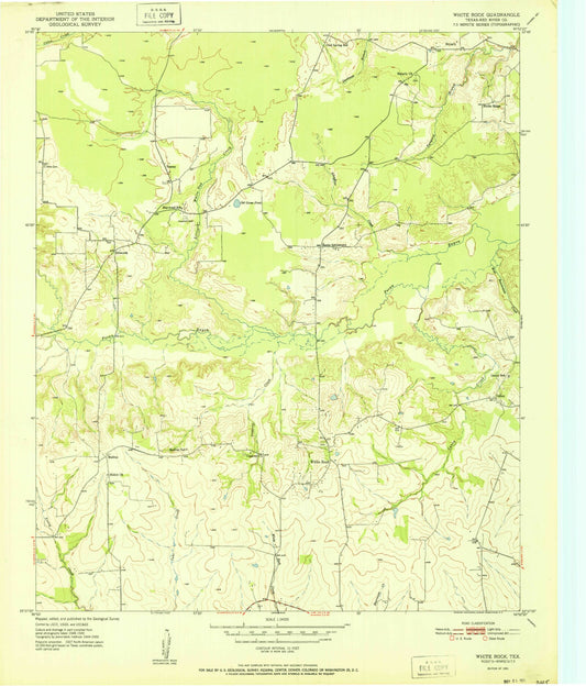 Classic USGS White Rock Texas 7.5'x7.5' Topo Map Image