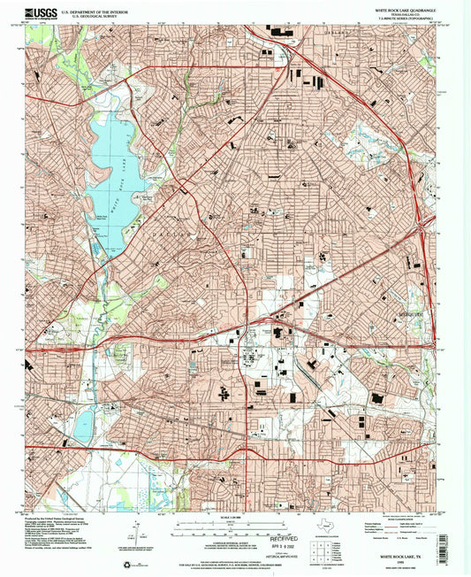 Classic USGS White Rock Lake Texas 7.5'x7.5' Topo Map Image