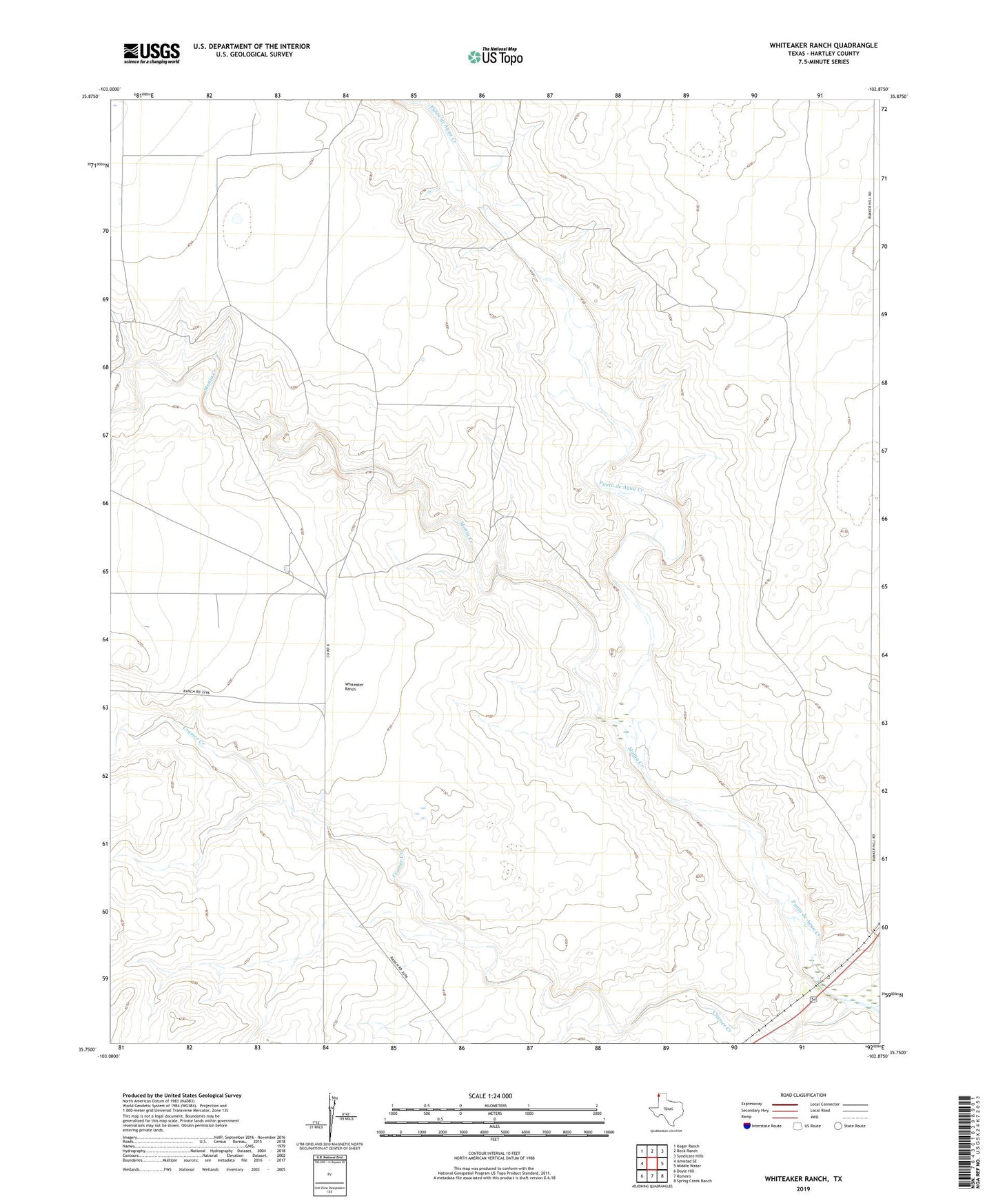 Whiteaker Ranch Texas US Topo Map Image