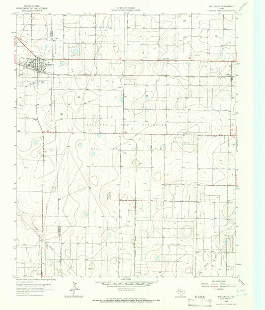 Classic USGS Whiteface Texas 7.5'x7.5' Topo Map Image
