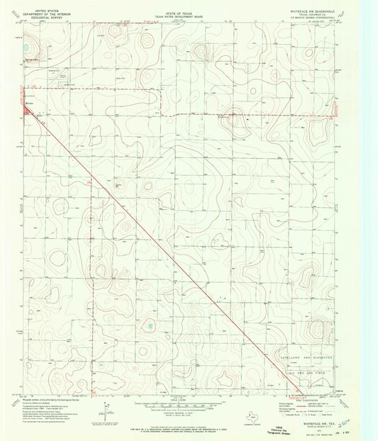 Classic USGS Whiteface NW Texas 7.5'x7.5' Topo Map Image
