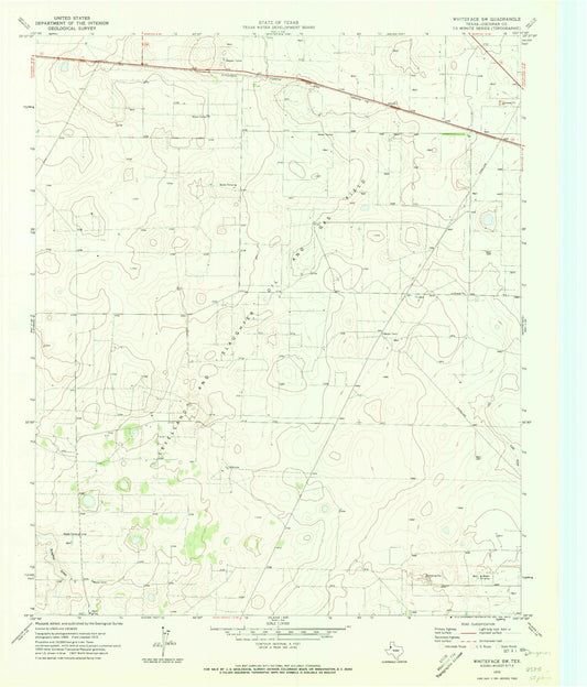 Classic USGS Whiteface SW Texas 7.5'x7.5' Topo Map Image