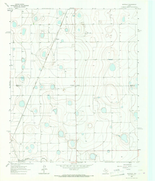 Classic USGS Whiteley Texas 7.5'x7.5' Topo Map Image