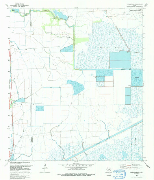 Classic USGS Whites Ranch Texas 7.5'x7.5' Topo Map Image