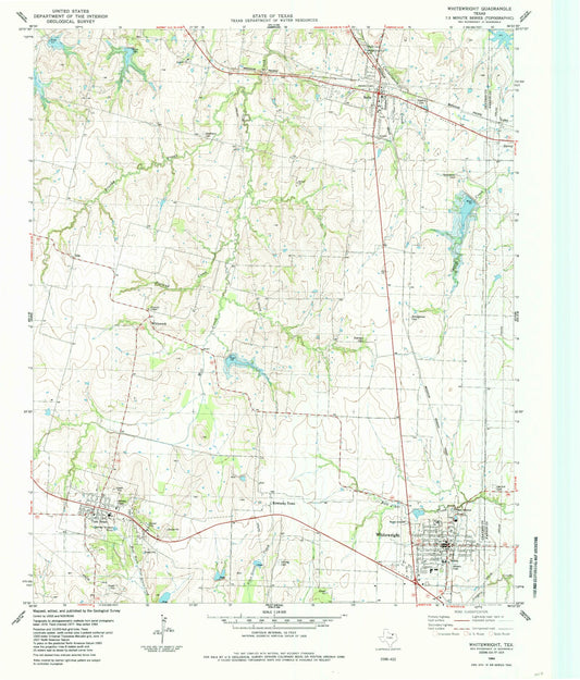 Classic USGS Whitewright Texas 7.5'x7.5' Topo Map Image