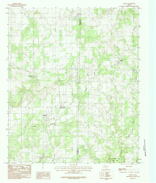 Classic USGS Whitt Texas 7.5'x7.5' Topo Map Image