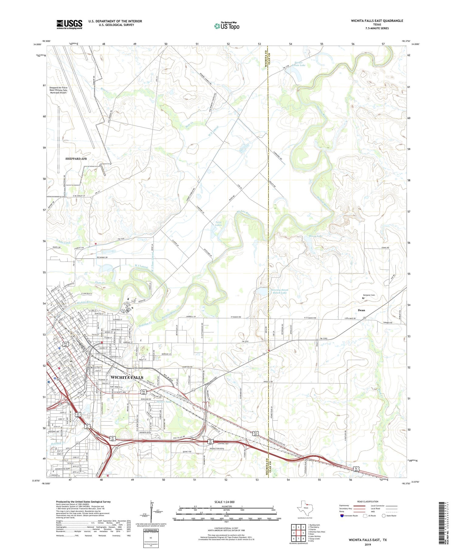 Wichita Falls East Texas US Topo Map Image