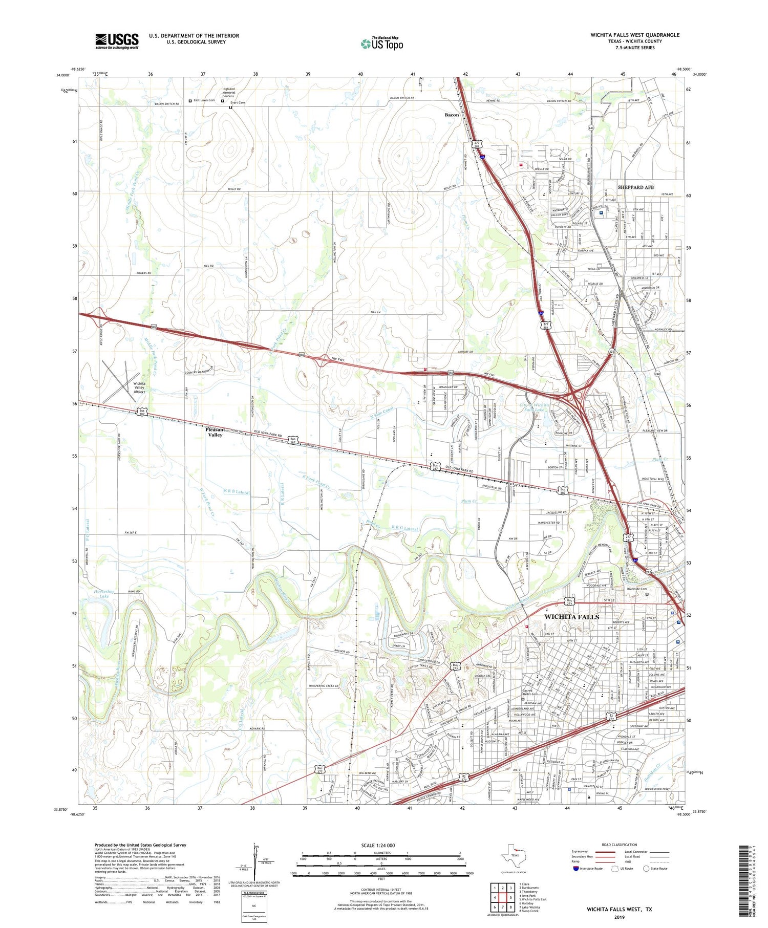 Wichita Falls West Texas US Topo Map Image