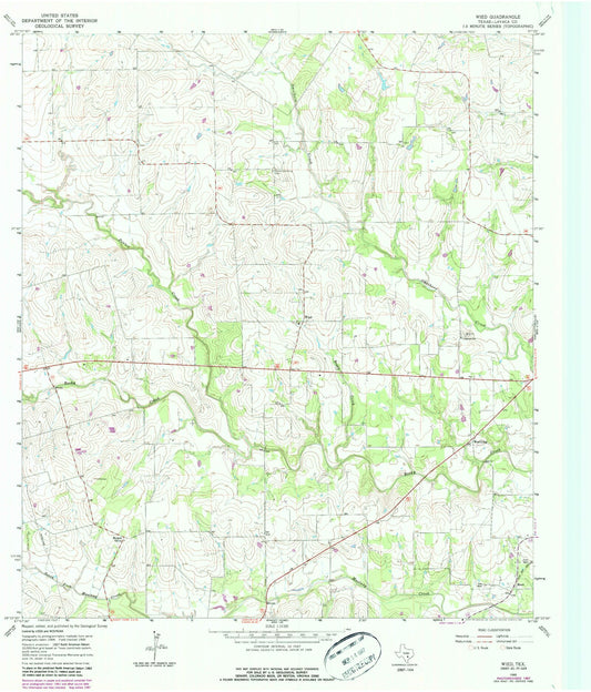 Classic USGS Wied Texas 7.5'x7.5' Topo Map Image