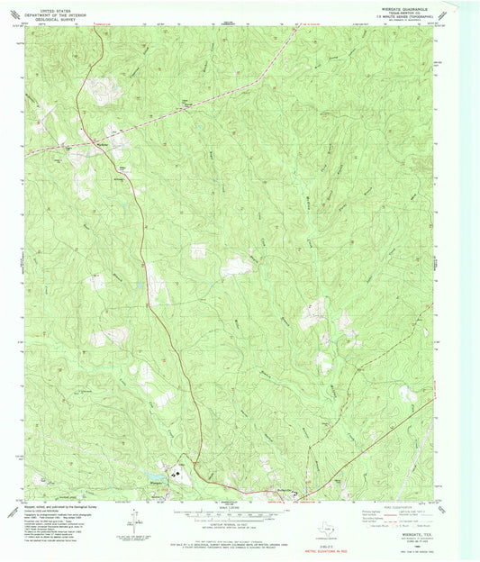 Classic USGS Wiergate Texas 7.5'x7.5' Topo Map Image