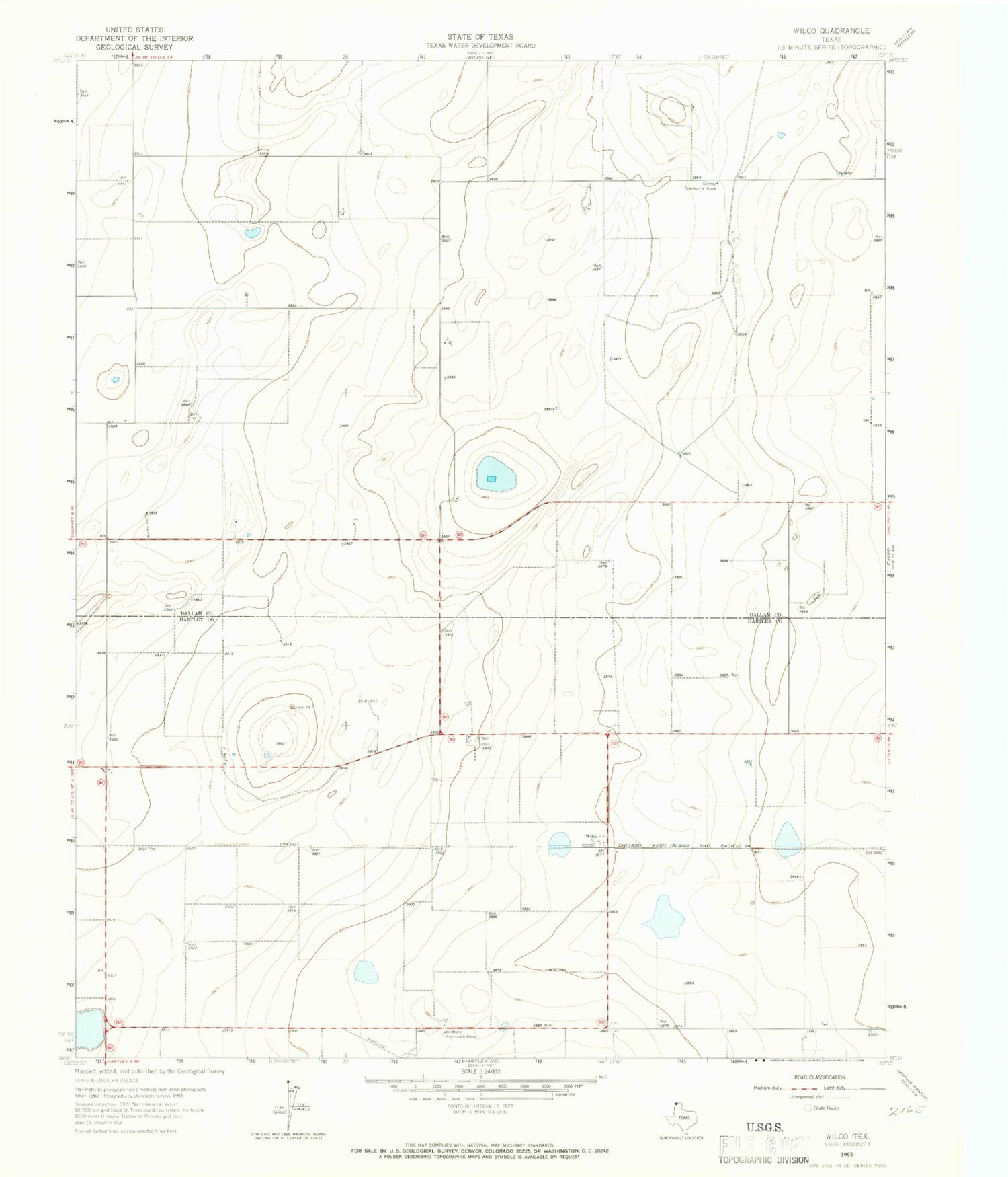 Classic USGS Wilco Texas 7.5'x7.5' Topo Map Image