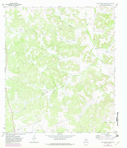 Classic USGS Wild Horse Canyon Texas 7.5'x7.5' Topo Map Image